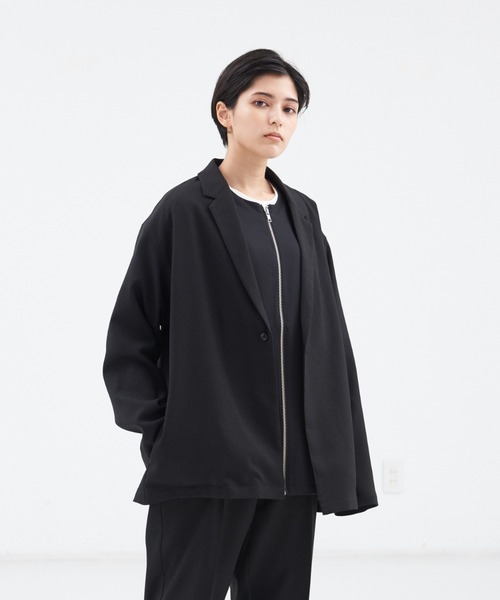 MYSELF ABAHOUSE(マイセルフアバハウス)の「【MYSELF ABAHOUSE】セットアップ対応 POLY WOOLLY TWILL ポリウーリーツイル オーバーサイズ ジャケット(テーラードジャケット・メンズ・ブラック/グレイッシュブルー/ベージュ/カーキ/グレイッシュベージュ・46/48)」の19枚目の写真