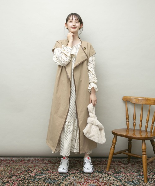 UR Lab.（アーバンリサーチラボ）の「衿付きダイヤドットワンピース（ワンピース・レディース・ブラック/アイボリー・FREE）」の6枚目の写真