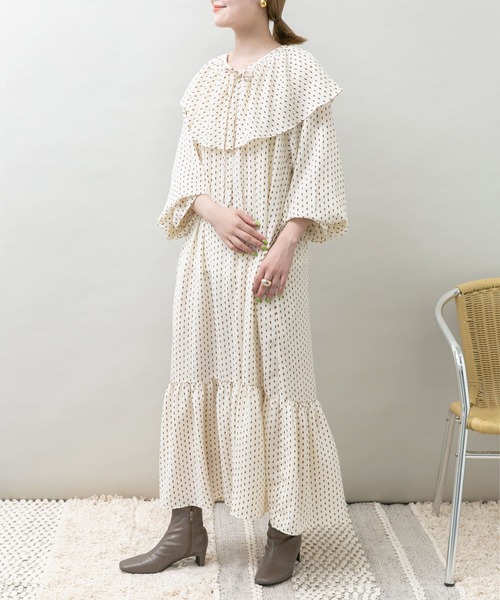 UR Lab.（アーバンリサーチラボ）の「衿付きダイヤドットワンピース（ワンピース・レディース・ブラック/アイボリー・FREE）」の14枚目の写真