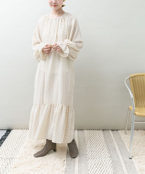 UR Lab.（アーバンリサーチラボ）の「衿付きダイヤドットワンピース（ワンピース・レディース・ブラック/アイボリー・FREE）」の3枚目の写真