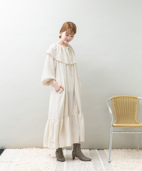 UR Lab.（アーバンリサーチラボ）の「衿付きダイヤドットワンピース（ワンピース・レディース・ブラック/アイボリー・FREE）」の7枚目の写真