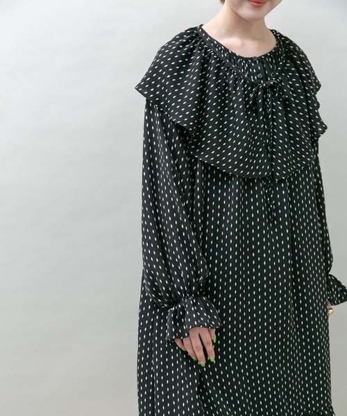 UR Lab.（アーバンリサーチラボ）の「衿付きダイヤドットワンピース（ワンピース・レディース・ブラック/アイボリー・FREE）」の18枚目の写真