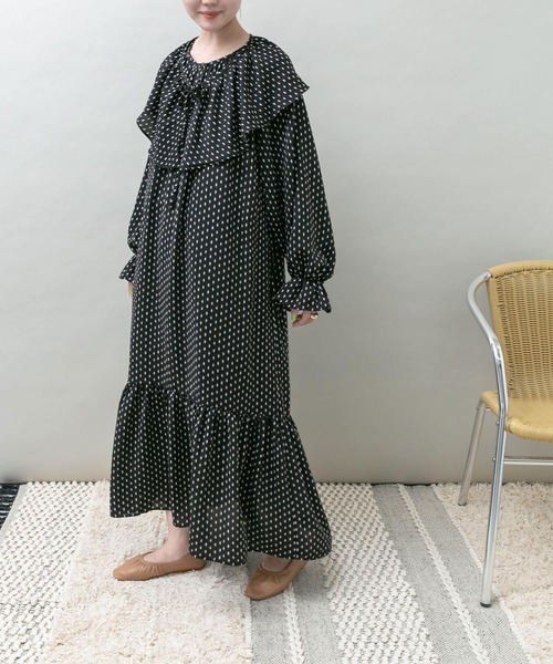 UR Lab.（アーバンリサーチラボ）の「衿付きダイヤドットワンピース（ワンピース・レディース・ブラック/アイボリー・FREE）」の22枚目の写真