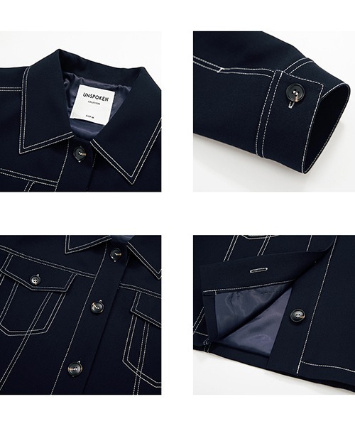 UNSPOKEN(アンスポクン)の「【UNSPOKEN】White stitch decorative design shirt UQ21W024(シャツ/ブラウス・レディース・ネイビー・M/S)」の12枚目の写真