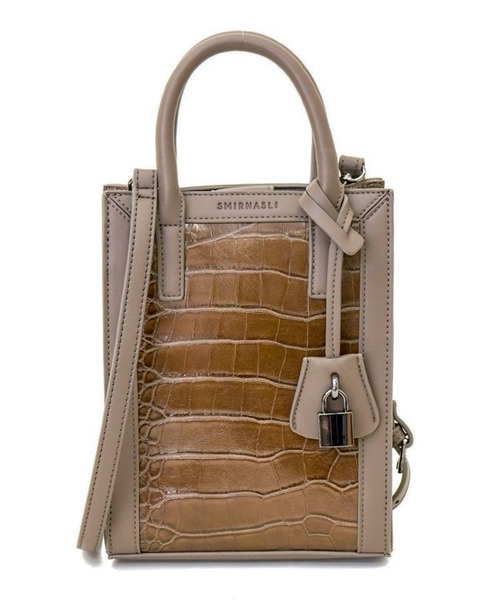 ADPOSION（アドポーション）の「【SMIR NASLI / サミールナスリ】スクエア型ミディアム2WAYトートバック（トートバッグ・レディース・グレイッシュベージュ/ナチュラル/ブラック/オフホワイト・FREE）」の4枚目の写真