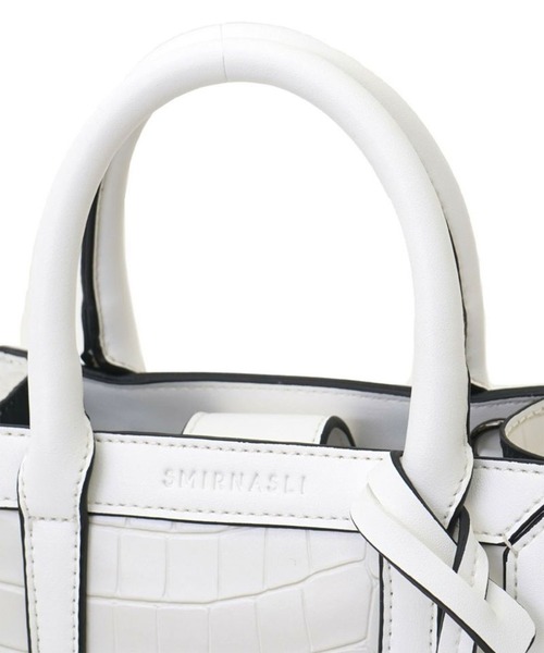 ADPOSION（アドポーション）の「【SMIR NASLI / サミールナスリ】スクエア型ミディアム2WAYトートバック（トートバッグ・レディース・グレイッシュベージュ/ナチュラル/ブラック/オフホワイト・FREE）」の9枚目の写真