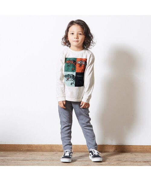 BREEZE（ブリーズ）の「カラフルボックスダイナソーTシャツ（Tシャツ/カットソー・キッズ・ブラック/オフホワイト・110/140/120/150/90/130/100）」の5枚目の写真