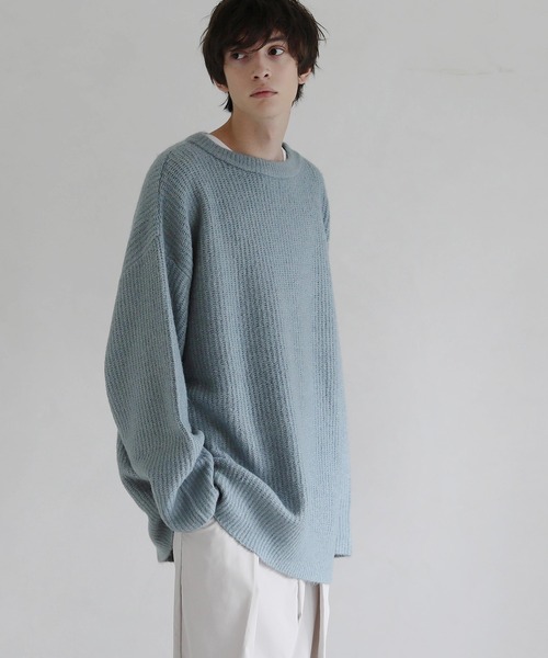 LILL（リル）の「モヘアタッチシャギービッグシルエットニット（ニット/セーター・メンズ・ブラック/ブラウン/ブルー/アイボリー/チャコール・S/M/L/XL）」の5枚目の写真