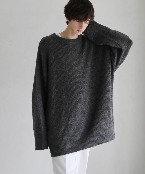 LILL（リル）の「モヘアタッチシャギービッグシルエットニット（ニット/セーター・メンズ・ブラック/ブラウン/ブルー/アイボリー/チャコール・S/M/L/XL）」の4枚目の写真