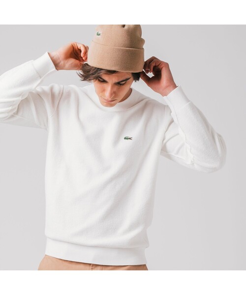 LACOSTE（ラコステ）の「リバースルックパイル地クルーネックセーター（ニット/セーター・メンズ・ホワイト/ベージュ/ネイビー・2/4/3/5）」の2枚目の写真