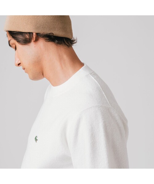 LACOSTE（ラコステ）の「リバースルックパイル地クルーネックセーター（ニット/セーター・メンズ・ホワイト/ベージュ/ネイビー・2/4/3/5）」の7枚目の写真
