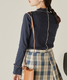 mikke | 【吸水発熱素材】メロー配色ハイネックプルオーバー(Tシャツ/カットソー)