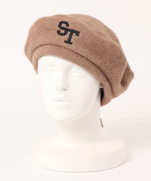 SUPERTHANKS（スーパーサンクス）の「★SUPER THANKS★COLLEGE LOGO BOA BELET（ハンチング/ベレー帽・レディース・ブラック/グレー/モカ・FREE）」の3枚目の写真