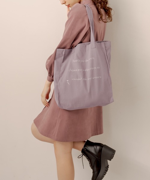 OLIVE des OLIVE(オリーブデオリーブ)の「カラフルトートバッグ(トートバッグ・レディース・ブラック/レッド/サックスブルー/ピンク/イエロー/オレンジ/アイボリー/ミント/ラベンダー・FREE)」の6枚目の写真