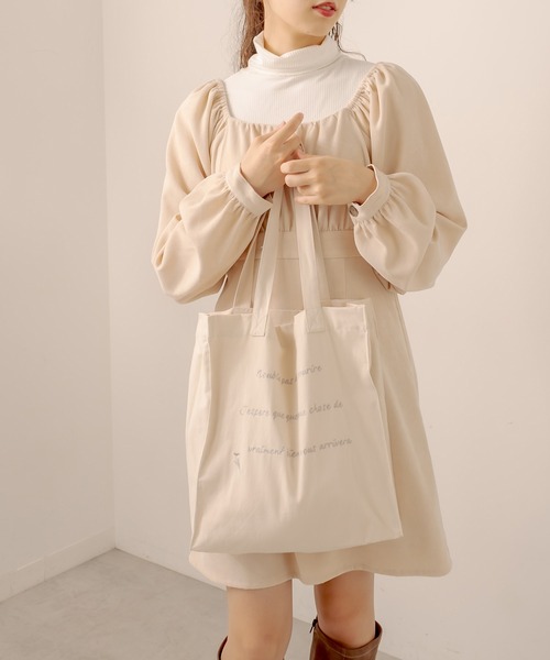 OLIVE des OLIVE(オリーブデオリーブ)の「カラフルトートバッグ(トートバッグ・レディース・ブラック/レッド/サックスブルー/ピンク/イエロー/オレンジ/アイボリー/ミント/ラベンダー・FREE)」の2枚目の写真
