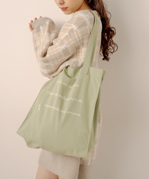 OLIVE des OLIVE(オリーブデオリーブ)の「カラフルトートバッグ(トートバッグ・レディース・ブラック/レッド/サックスブルー/ピンク/イエロー/オレンジ/アイボリー/ミント/ラベンダー・FREE)」の4枚目の写真