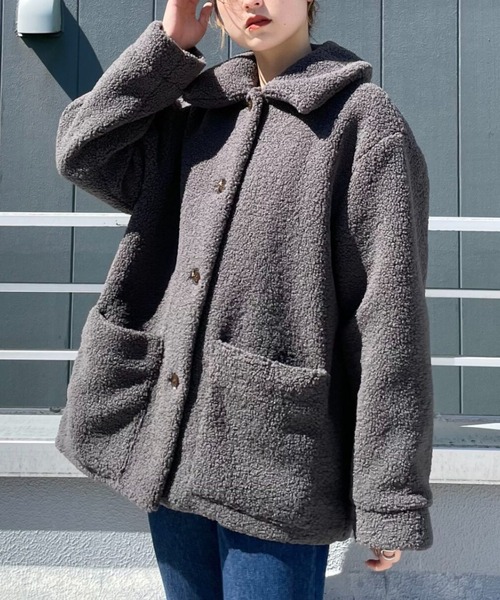 レディース♡ボア付きハーフコート♡ CIAOPANIC（チャオパニック）の「カラーボアフリースハーフコート