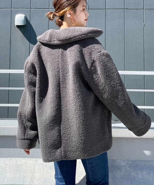 レア☆完売品中古美品☆NOID マルチシームハイカラーハーフコート ボアフリース GERRY ジャケット ノーカラージャケット モコモコ ボアフリース