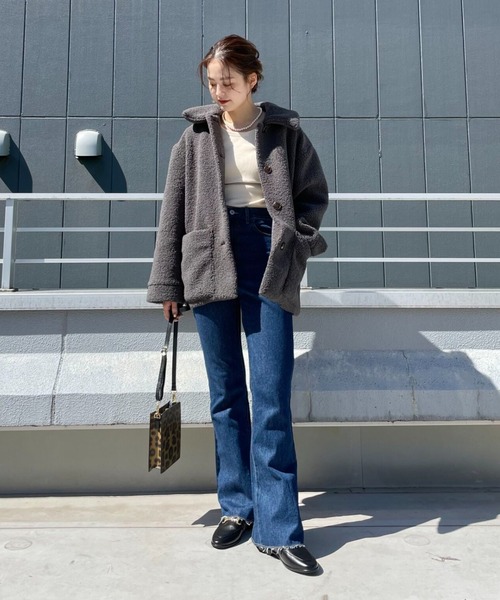 CIAOPANIC（チャオパニック）の「カラーボアフリースハーフコート