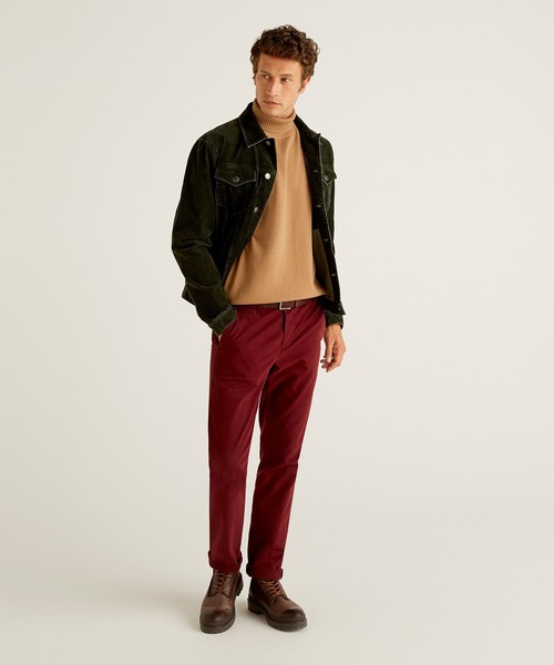 BENETTON (UNITED COLORS OF BENETTON)（ベネトンユナイテッドカラーズオブベネトン）の「ストレッチデニムブルゾン（デニムジャケット・メンズ・ブラウン/カーキ・SMALL/MEDIUM/LARGE/X-SMALL）」の4枚目の写真