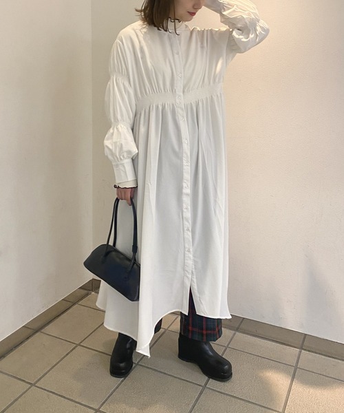 AS KNOW AS PINKY(アズノゥアズピンキー)の「ポイントぎゅぎゅっ シャツワンピース(シャツワンピース・レディース・ブラック/オフホワイト/ブルー/フューシャピンク/サックスブルー/ピンク系/ブルー系/ライトグリーン・FREE)」の17枚目の写真