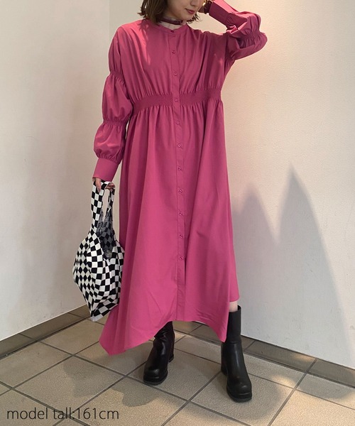 AS KNOW AS PINKY(アズノゥアズピンキー)の「ポイントぎゅぎゅっ シャツワンピース(シャツワンピース・レディース・ブラック/オフホワイト/ブルー/フューシャピンク/サックスブルー/ピンク系/ブルー系/ライトグリーン・FREE)」の18枚目の写真