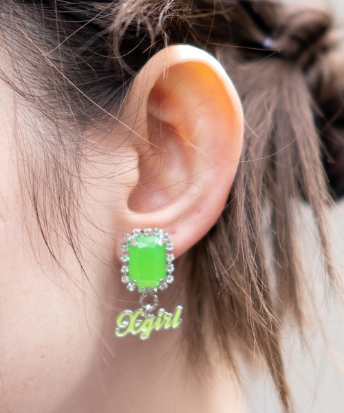 X-girl(エックスガール)の「BIJOU EARRINGS(ピアス(両耳用)・レディース・ブラック/ピンク/ライトグリーン・ONE SIZE)」の3枚目の写真