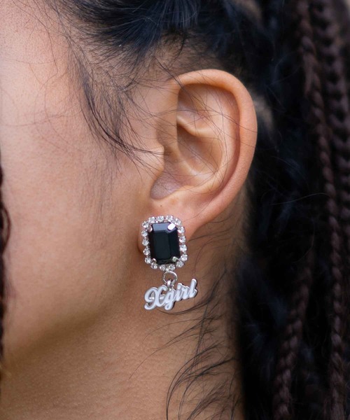 X-girl(エックスガール)の「BIJOU EARRINGS(ピアス(両耳用)・レディース・ブラック/ピンク/ライトグリーン・ONE SIZE)」の2枚目の写真