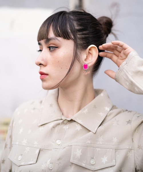 X-girl(エックスガール)の「BIJOU EARRINGS(ピアス(両耳用)・レディース・ブラック/ピンク/ライトグリーン・ONE SIZE)」の10枚目の写真