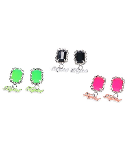 X-girl(エックスガール)の「BIJOU EARRINGS(ピアス(両耳用)・レディース・ブラック/ピンク/ライトグリーン・ONE SIZE)」の12枚目の写真