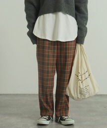 AULI | 【低身長向けサイズ】チェックセミワイドパンツ(スラックス)
