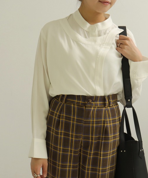 AULI（アウリィ）の「【低身長向けサイズ】チェックセミワイドパンツ（スラックス・レディース・イエロー/オレンジ/グリーン・S/XS/XXS）」の18枚目の写真