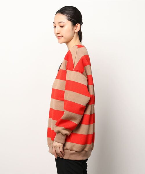 Figments（フィグメンツ）の「太ボーダーニット（ニット/セーター・レディース・ホワイト/オレンジ/ブルー・FREE）」の4枚目の写真