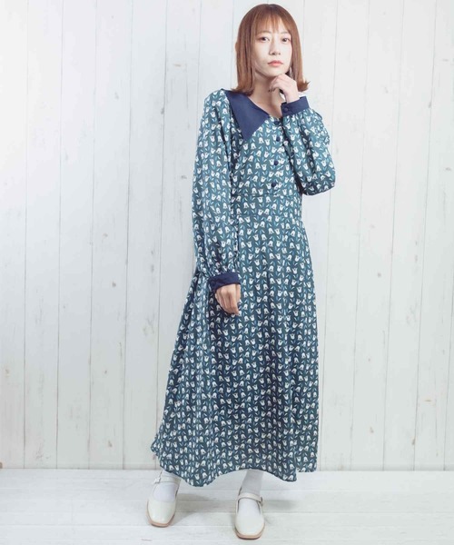 Hamble by Par Avion（ハンブルバイパラビオン）の「フラワーワンピース（ワンピース・レディース・グリーン/ブラック・ONESIZE）」の10枚目の写真