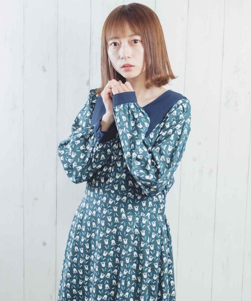 Hamble by Par Avion（ハンブルバイパラビオン）の「フラワーワンピース（ワンピース・レディース・グリーン/ブラック・ONESIZE）」の12枚目の写真