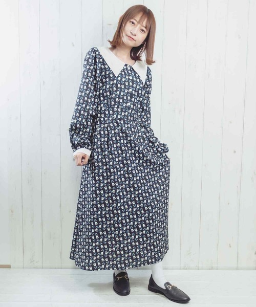 Hamble by Par Avion（ハンブルバイパラビオン）の「フラワーワンピース（ワンピース・レディース・グリーン/ブラック・ONESIZE）」の5枚目の写真