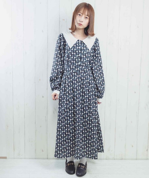 Hamble by Par Avion（ハンブルバイパラビオン）の「フラワーワンピース（ワンピース・レディース・グリーン/ブラック・ONESIZE）」の6枚目の写真