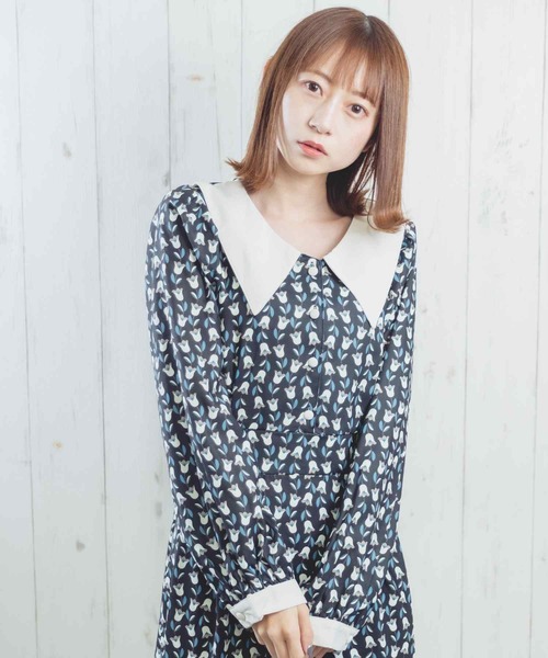 Hamble by Par Avion（ハンブルバイパラビオン）の「フラワーワンピース（ワンピース・レディース・グリーン/ブラック・ONESIZE）」の9枚目の写真