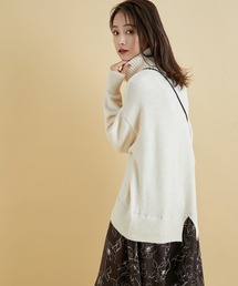 【美短】これ一枚で様になる！ニット×線画花柄プリントドッキングワンピース