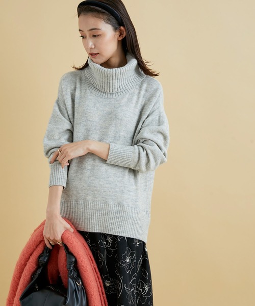 VIS（ビス）の「【美短】これ一枚で様になる！ニット×線画花柄プリントドッキングワンピース（ワンピース・レディース・ライトグレー/オフホワイト/ブルー系その他4・FREE）」の16枚目の写真