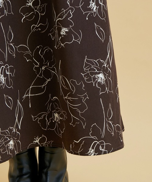 VIS（ビス）の「【美短】これ一枚で様になる！ニット×線画花柄プリントドッキングワンピース（ワンピース・レディース・ライトグレー/オフホワイト/ブルー系その他4・FREE）」の11枚目の写真