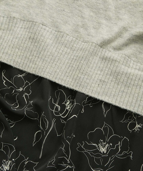 VIS（ビス）の「【美短】これ一枚で様になる！ニット×線画花柄プリントドッキングワンピース（ワンピース・レディース・ライトグレー/オフホワイト/ブルー系その他4・FREE）」の6枚目の写真