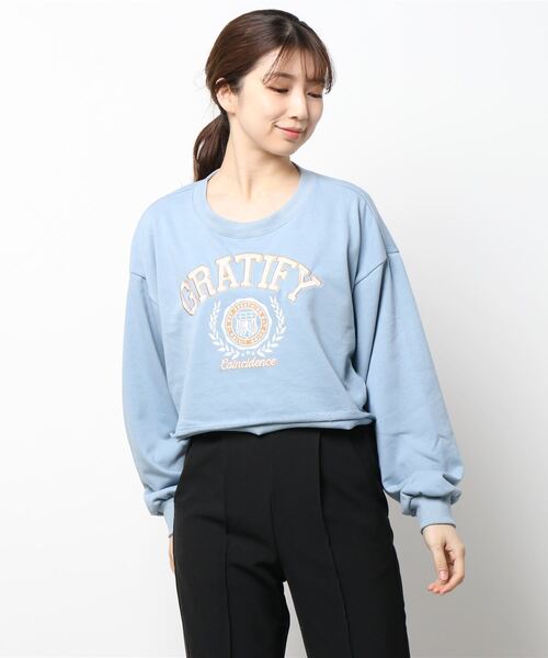 nemne store(ネンネストア)の「刺繍入りキリッパショート裏毛スウェット(スウェット・レディース・ピンク/ブルー/オートミール・フリー)」の7枚目の写真