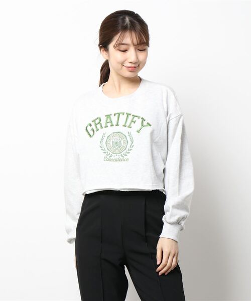 nemne store(ネンネストア)の「刺繍入りキリッパショート裏毛スウェット(スウェット・レディース・ピンク/ブルー/オートミール・フリー)」の6枚目の写真