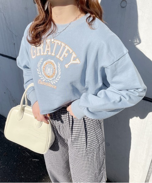 nemne store(ネンネストア)の「刺繍入りキリッパショート裏毛スウェット(スウェット・レディース・ピンク/ブルー/オートミール・フリー)」の21枚目の写真