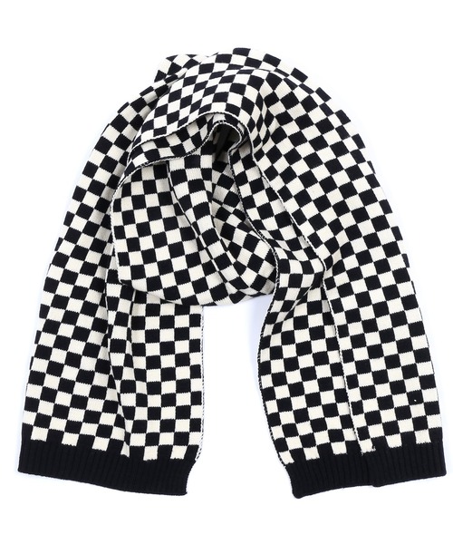 Figments(フィグメンツ)の「チェッカーマフラー(マフラー・レディース・ホワイト・FREE)」の3枚目の写真