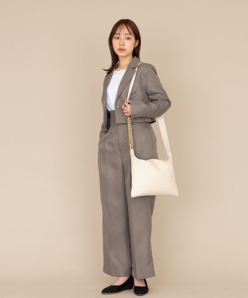 NEUNA(ヌナ)の「【ハイウエストシルエット◎】ハイウエストワイドパンツ(スラックス・レディース・ブラック/カーキ・SMALL/FREE)」の12枚目の写真