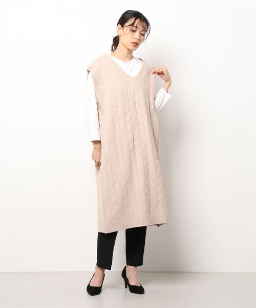 Lugnoncure(ルノンキュール)の「ケーブルニットベストワンピース(ワンピース・レディース・ブラック/ベージュ/ブラウン・フリ-)」の6枚目の写真