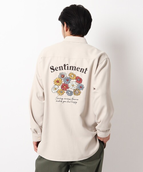 BASECONTROL(ベースコントロール)の「◆フラワー バック刺繍 ロングスリーブ ビッグシルエットシャツ(シャツ/ブラウス・メンズ・ブラック/アイボリー系/アイボリー・02/03/04)」の2枚目の写真