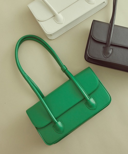 VIS（ビス）の「リサイクルフェイクレザーロングハンドルバッグ【sustainable】（ハンドバッグ・レディース・ブラック/キナリ/グリーン・FREE）」の3枚目の写真